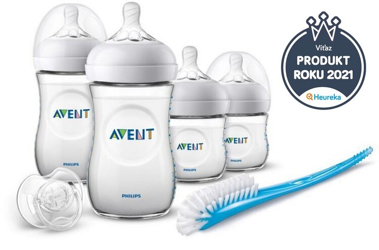 Philips Avent Startovací sada Natural 4 x láhev + kartáč + šidítko Transparentní Philips Avent