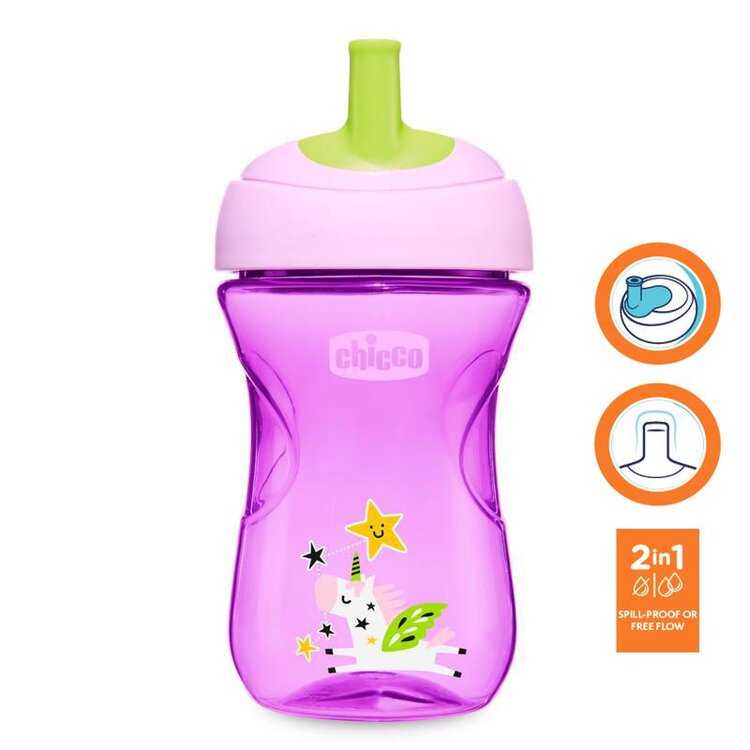 CHICCO Hrneček Advanced s brčkovým náustkem 266 ml fialový 12m+ Chicco