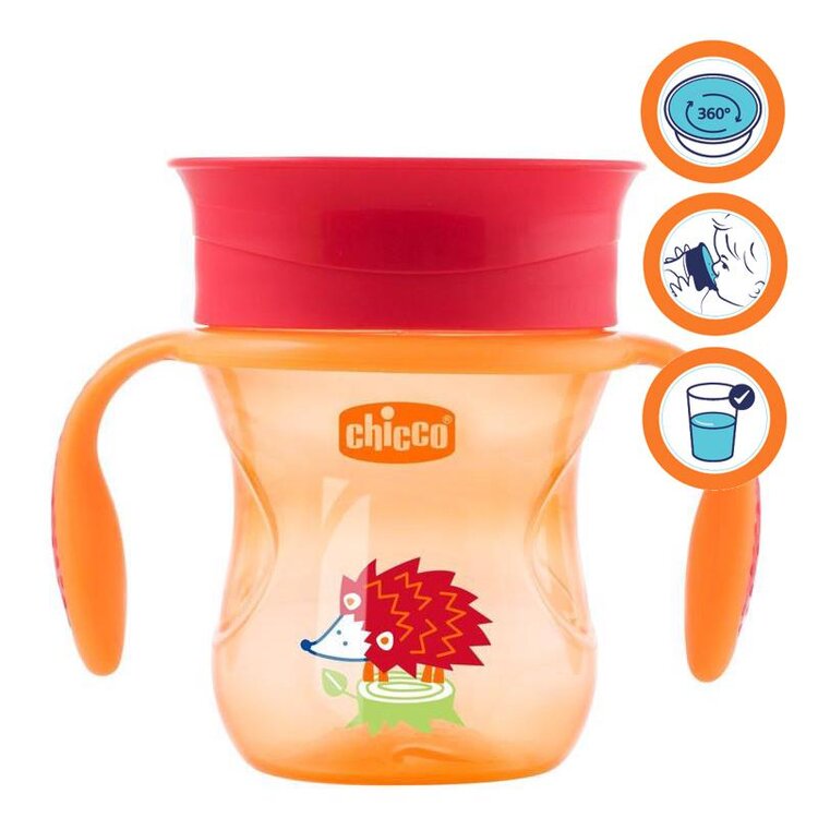 CHICCO Hrneček Perfect 360 s držadly 200 ml oranžový 12m+ Chicco