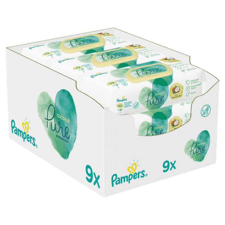 Pampers Dětské Čisticí Ubrousky Coconut Pure 9 x 42 ks Pampers