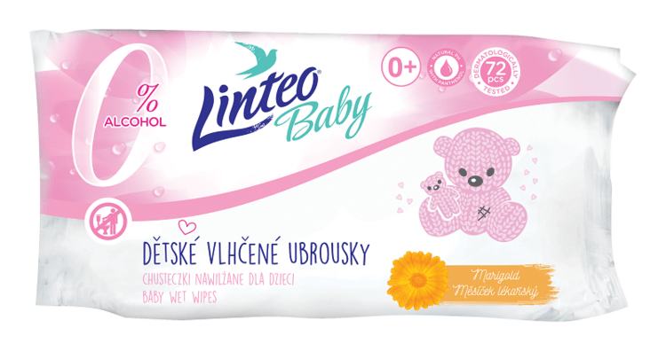 LINTEO BABY Vlhčené ubrousky s měsíčkem lékařským (72 ks) LINTEOBABY