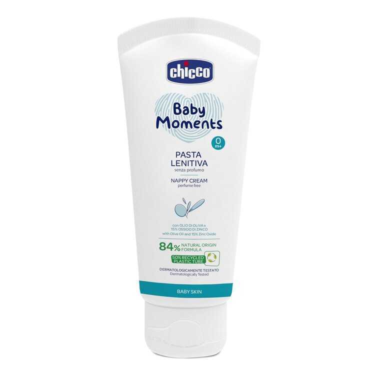 CHICCO Krém na dětský zadeček zklidňující bez parfemace Baby Moments 84 % přírodních složek 100 ml Chicco