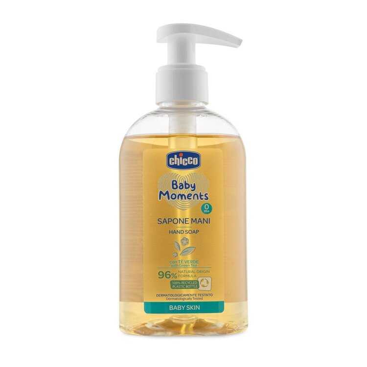 CHICCO Mýdlo na ruce tekuté se zeleným čajem Baby Moments 96 % přírodních složek 250 ml Chicco