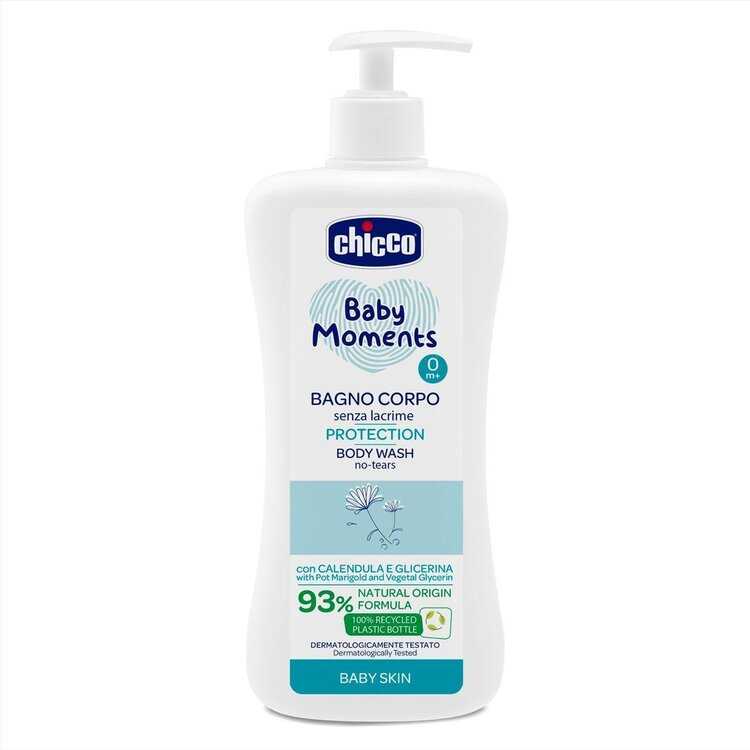 CHICCO Šampon na tělo s dávkovačem Baby Moments Protection 93 % přírodních složek 500 ml Chicco