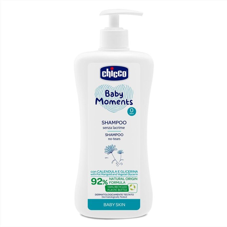 CHICCO Šampon na vlasy s dávkovačem Baby Moments 92 % přírodních složek 500 ml Chicco
