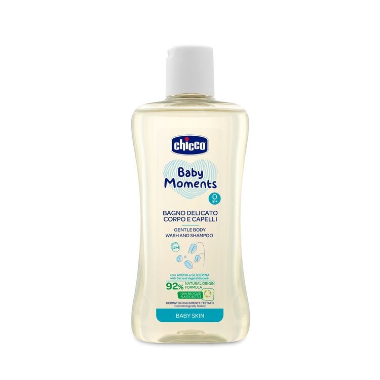 CHICCO Šampon jemný na vlasy a tělo Baby Moments 92 % přírodních složek 200 ml Chicco