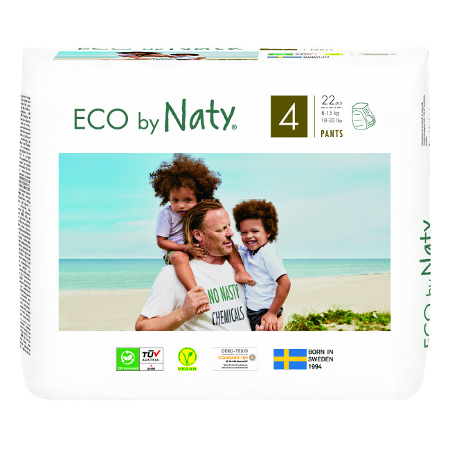 3x ECO BY NATY PANTS Kalhotky plenkové jednorázové 4 (8-15 kg) 22 ks Naty Nature Babycare