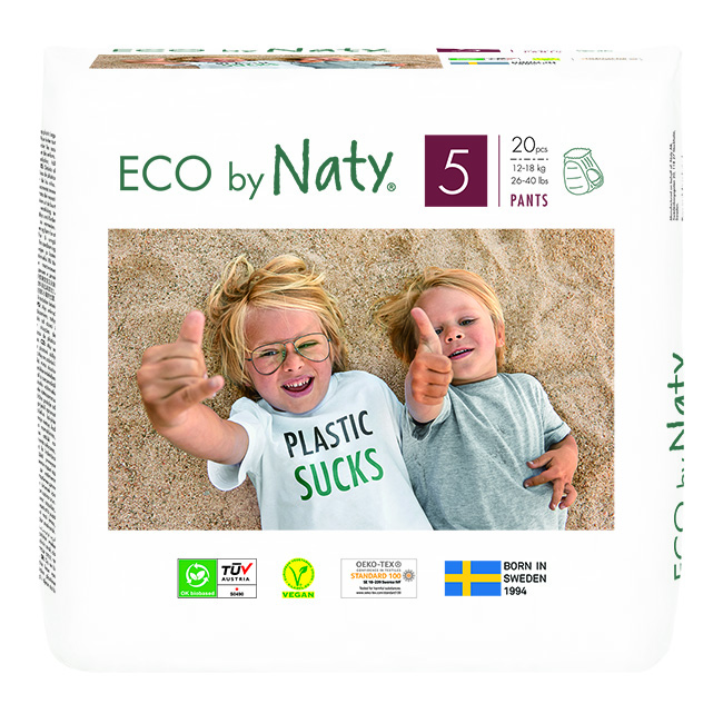 3x ECO BY NATY PANTS Kalhotky plenkové jednorázové 5 (12-18 kg) 20 ks Naty Nature Babycare