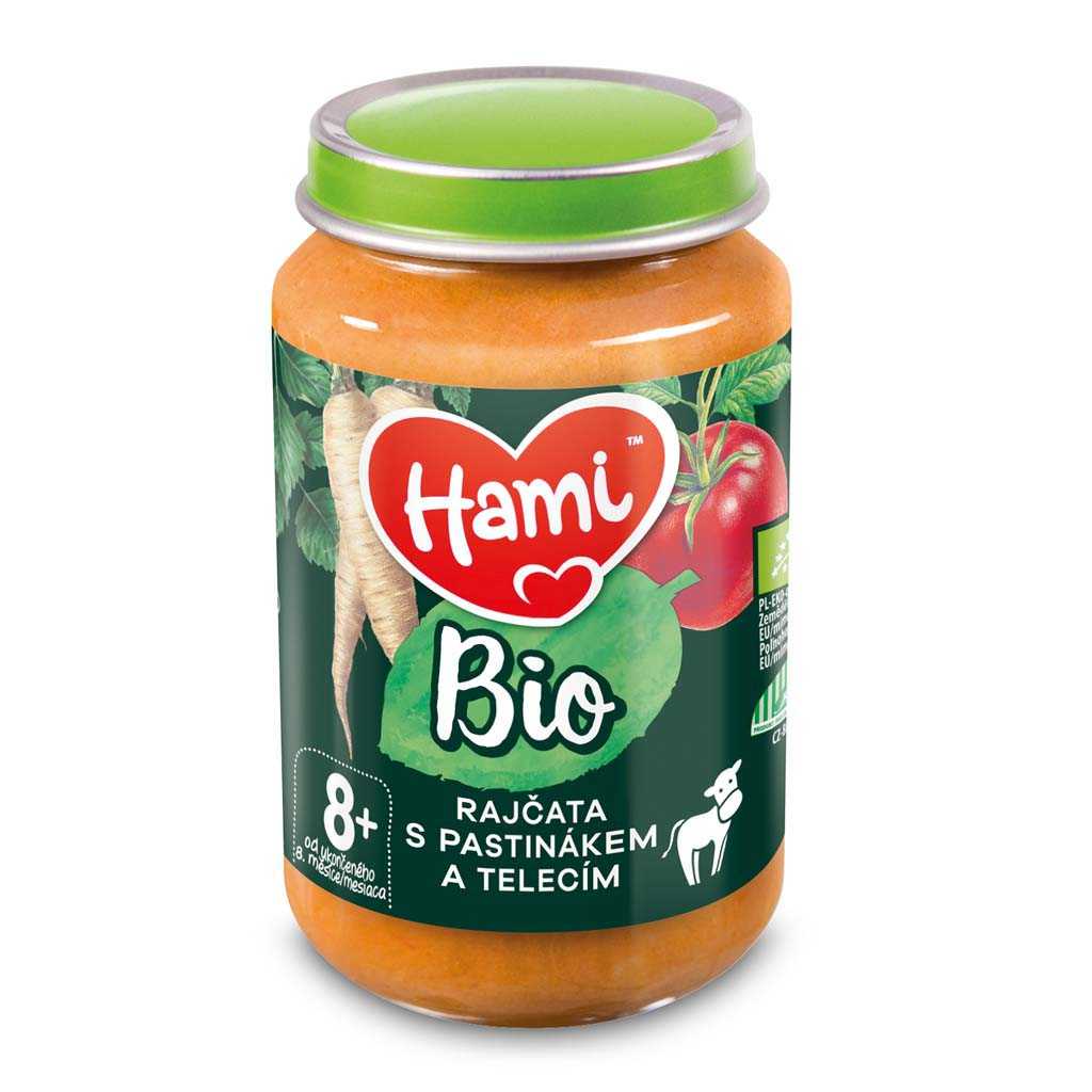 6x HAMI BIO Masozeleninový příkrm Rajčata s pastinakem a telecím 190 g