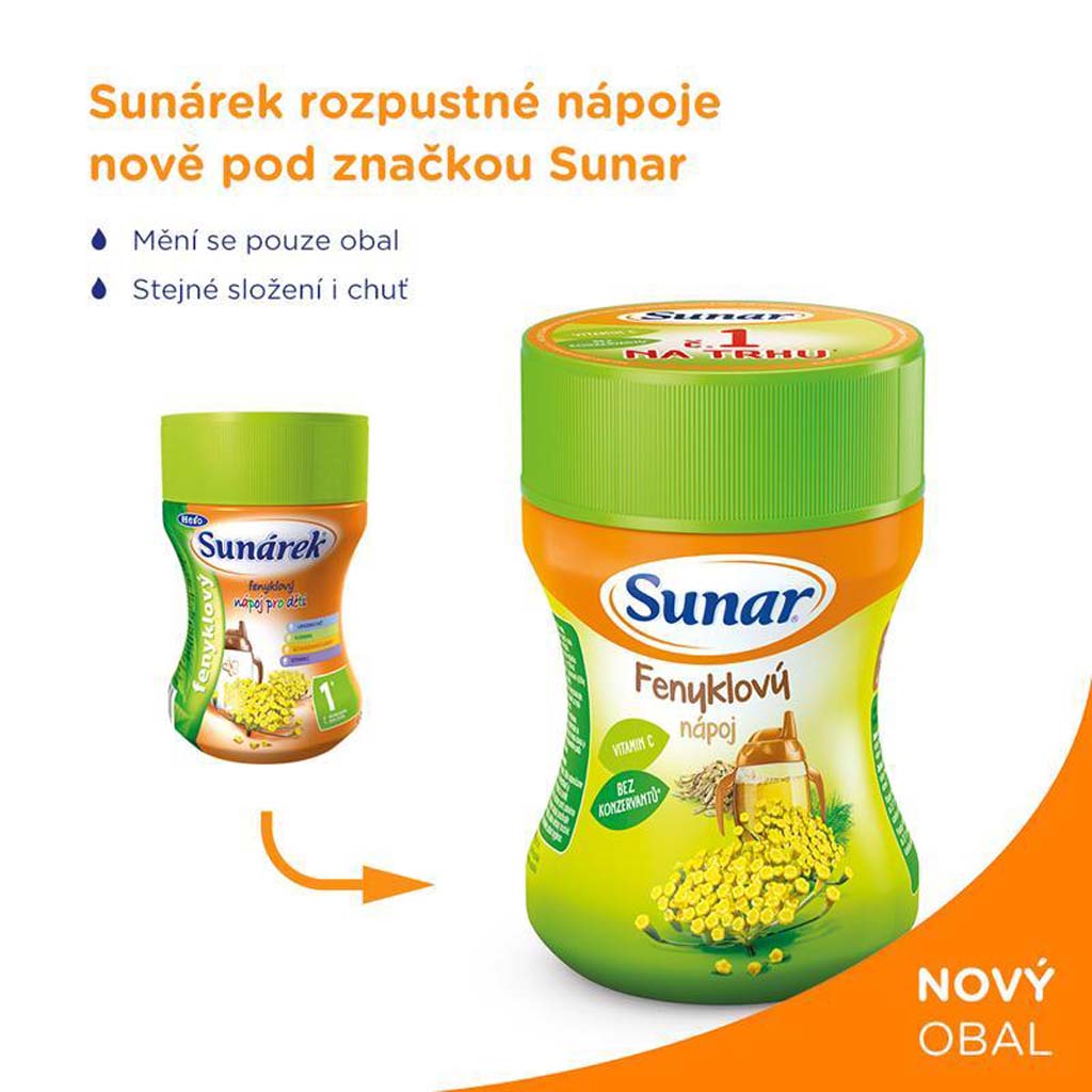 6x SUNAR Fenyklový rozpustný nápoj - dóza 200g Sunar