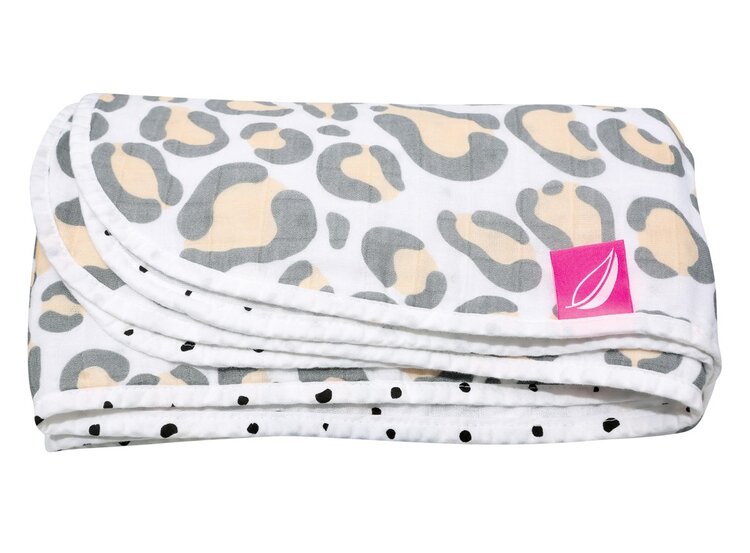 MOTHERHOOD Deka bavlněná mušelínová dvouvrstvá Pre-Washed Salmon Ocelot 95x110 cm Motherhood