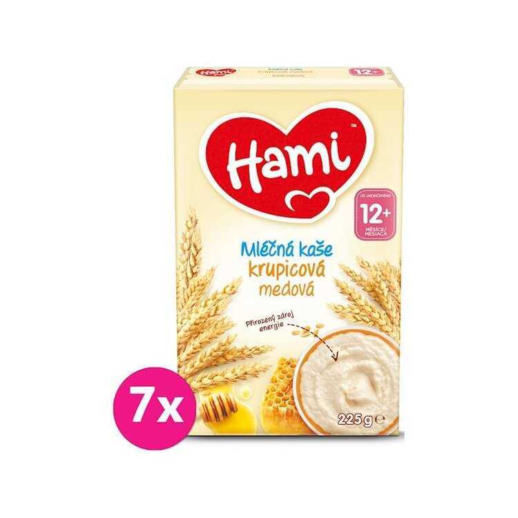 7x HAMI Kaše mléčná krupicová medová 225 g Hami