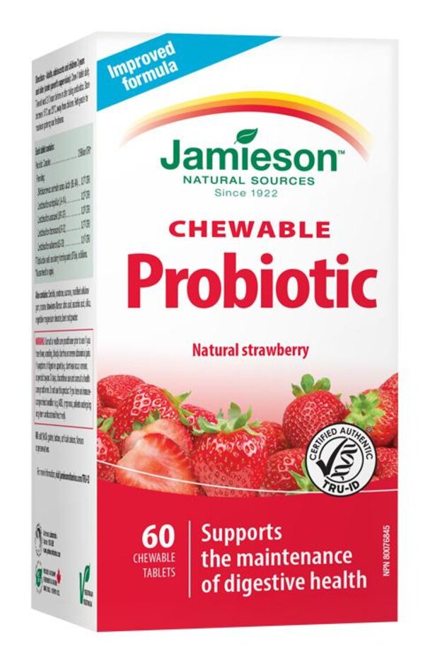 JAMIESON Probiotic tablety na cucání s jahodovou příchutí 60 tbl. Jamieson