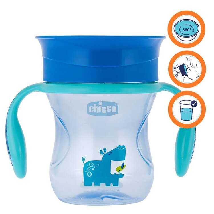 CHICCO Hrneček Perfect 360 s držadly 200 ml modrý 12m+ Chicco