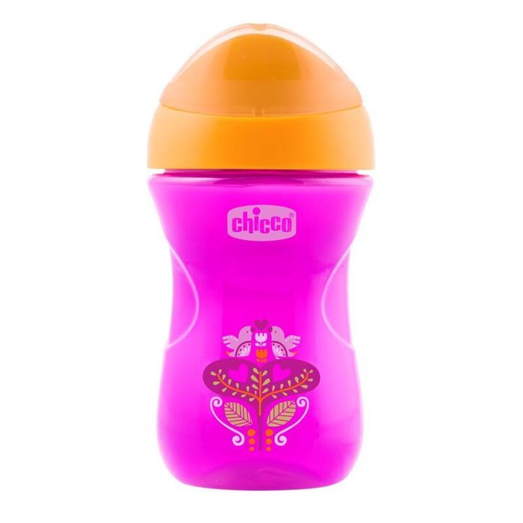 CHICCO Hrneček Snadný s hubičkou 266 ml růžovo/oranžový 12m+ Chicco