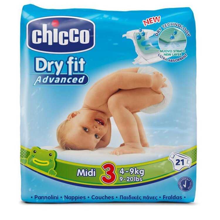 CHICCO Dry Fit Pleny jednorázové 3 Midi (4-9 kg) 21 ks Chicco