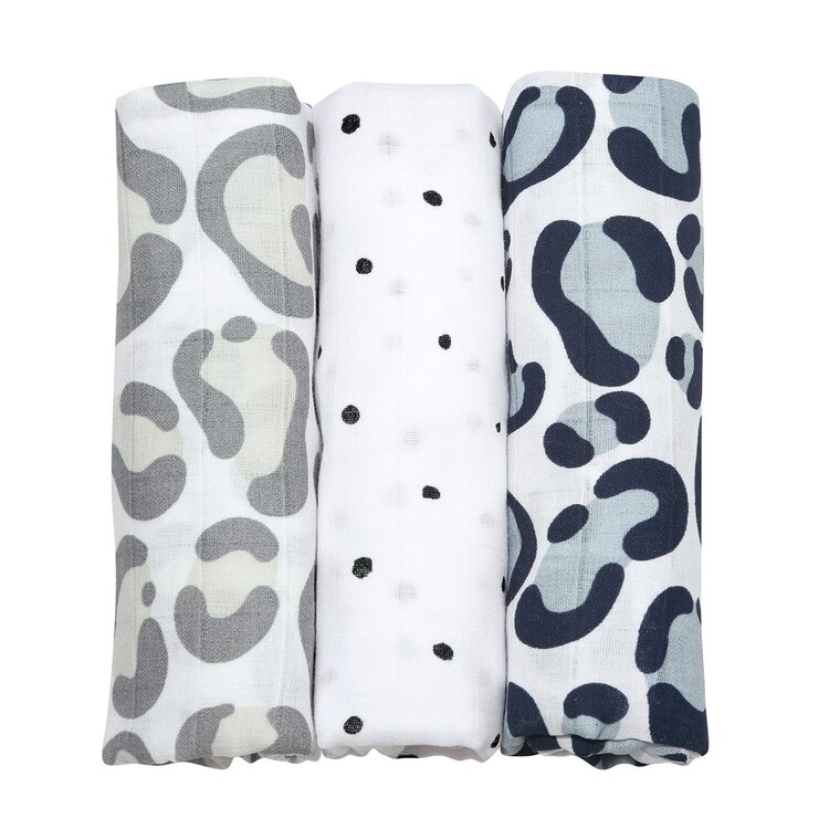 MOTHERHOOD Plenky mušelínové 3ks Dark Blue Ocelot 70x80 cm Motherhood