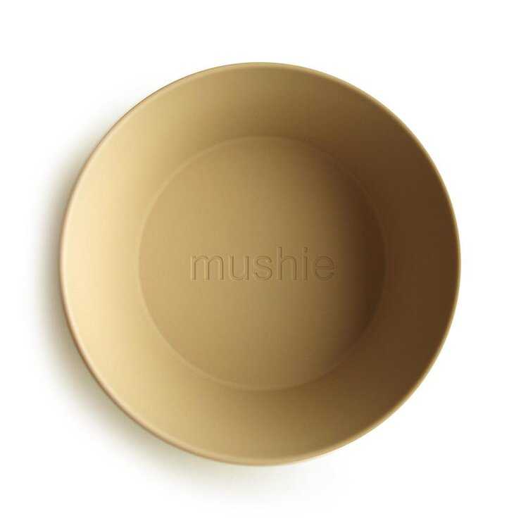 MUSHIE Kulatá miska 2-balení Mustard Mushie