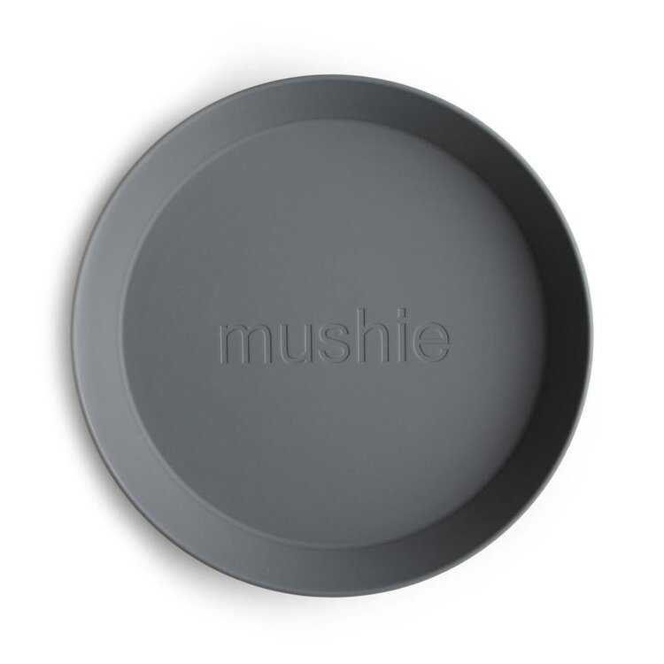 MUSHIE Kulatý talíř 2-balení Smoke Mushie
