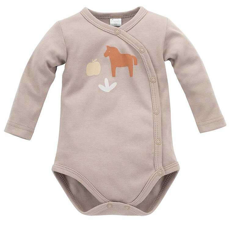 PINOKIO Body zavinovací dlouhý rukáv Wooden Pony z organické bavlny beige vel. 56 Pinokio