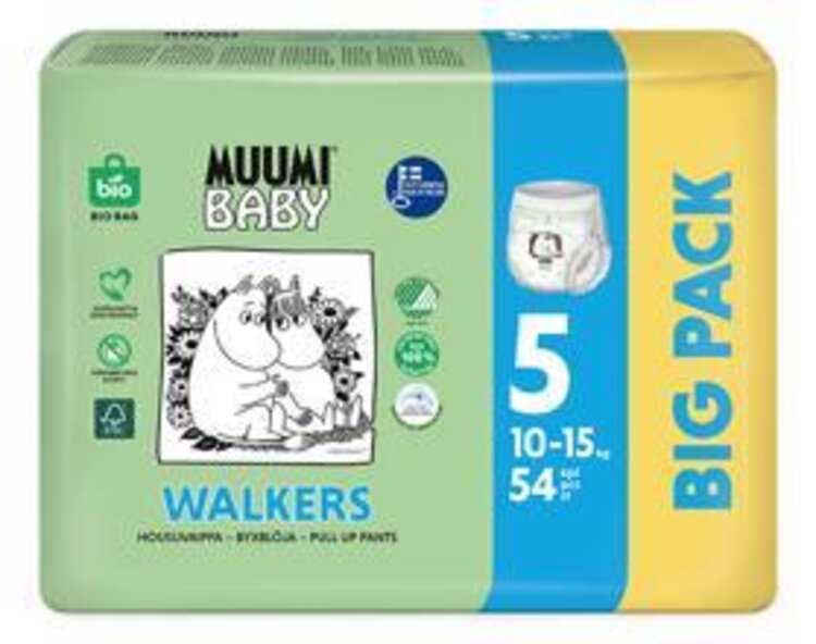 MUUMI Baby Walkers Kalhotky plenkové jednorázové 5 (10-15 kg) 54 ks - BIG PACK Muumi
