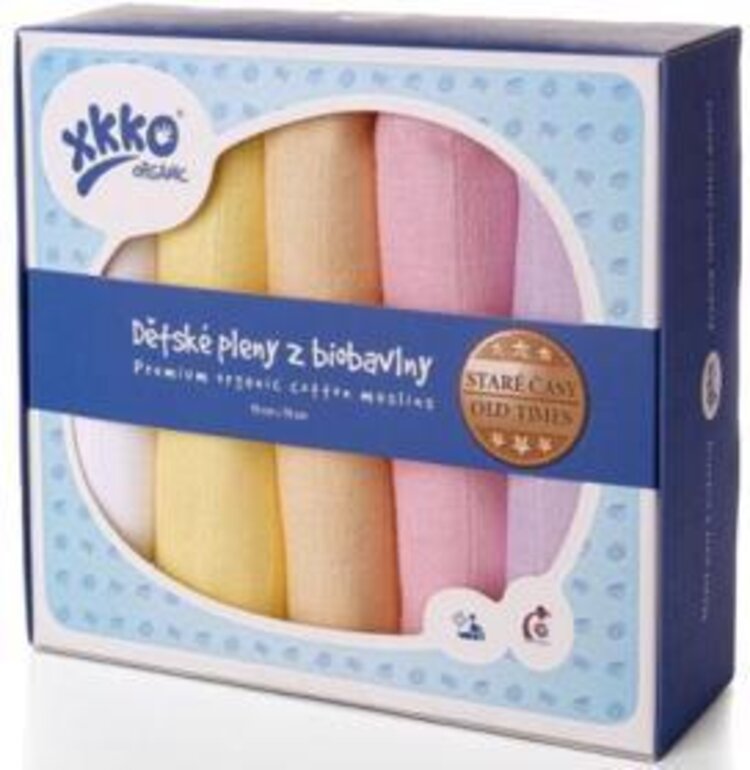 KIKKO Pleny dětské z biobavlny Staré časy 70x70 (5 ks) – pastels