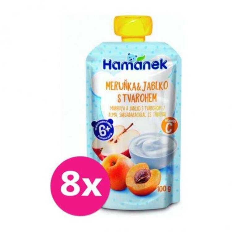 8x HAMÁNEK Meruňka & jablko s tvarohem 100 g Hamánek