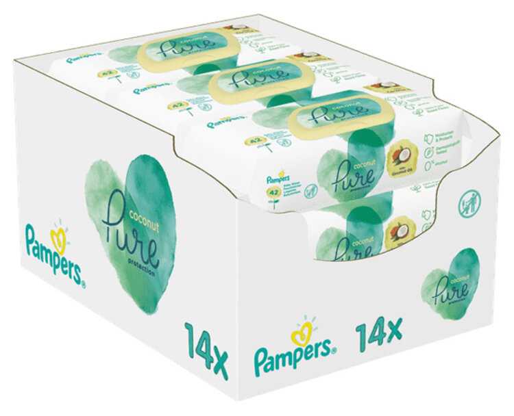 PAMPERS Coconut Pure Ubrousky vlhčené 588 ks (14x42 ks) Pampers