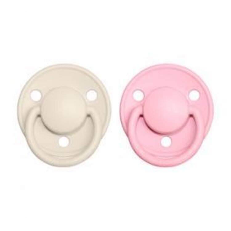 BIBS De Lux dudlíky z přírodního kaučuku 2 ks vel. 2 Ivory / Baby Pink Bibs