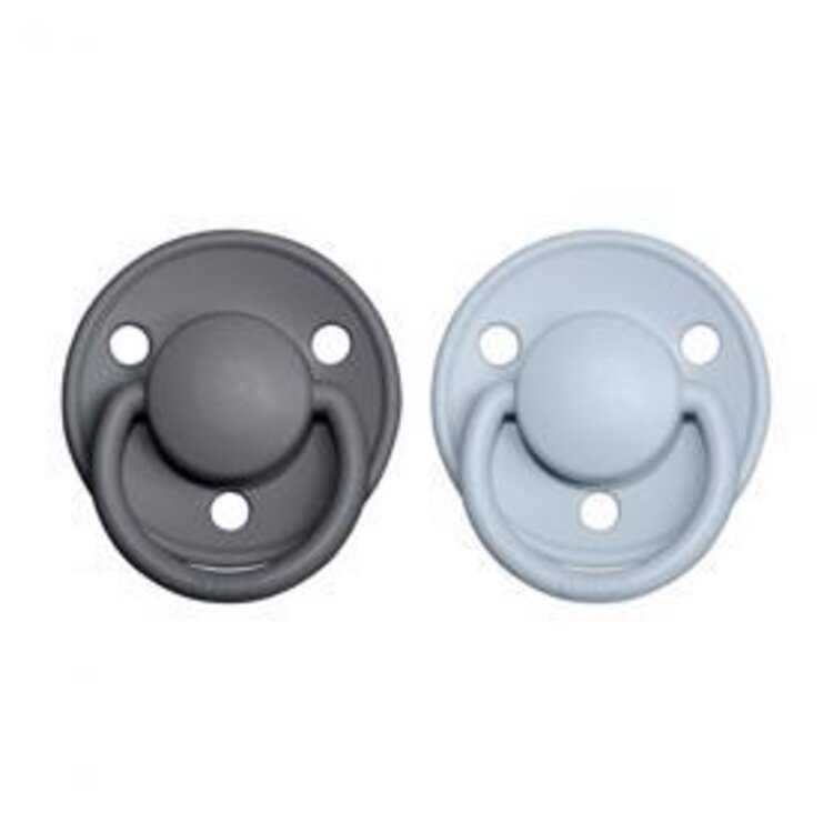 BIBS De Lux dudlíky z přírodního kaučuku 2 ks vel. 1 Iron / BabyBlue Bibs