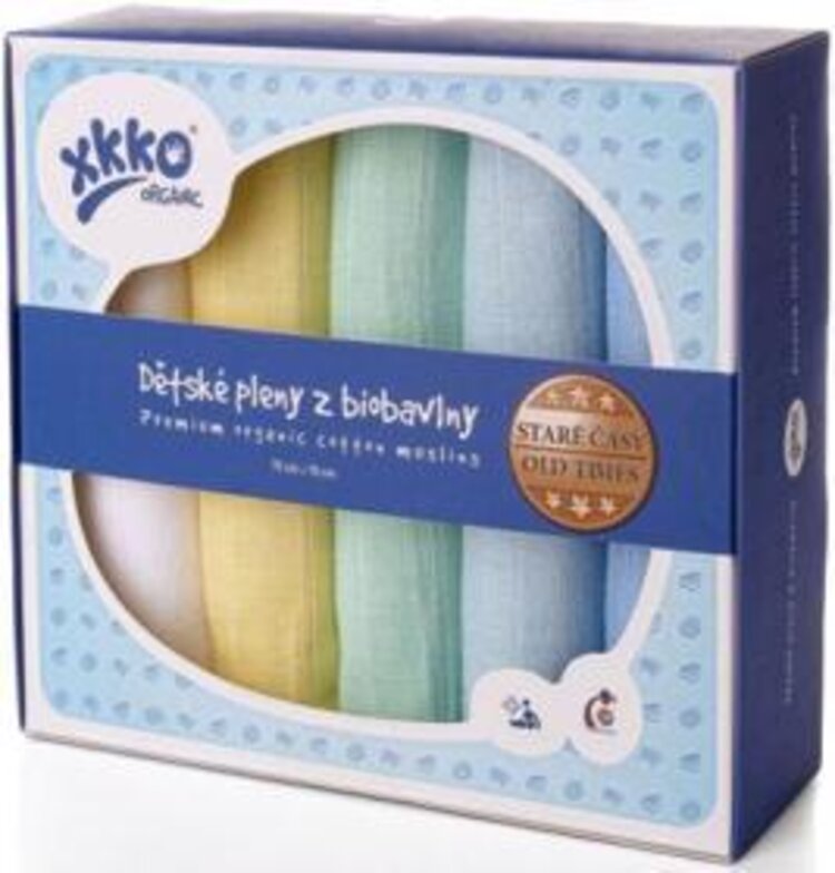 KIKKO Pleny dětské z biobavlny Staré časy 70x70 (5 ks) – pastels