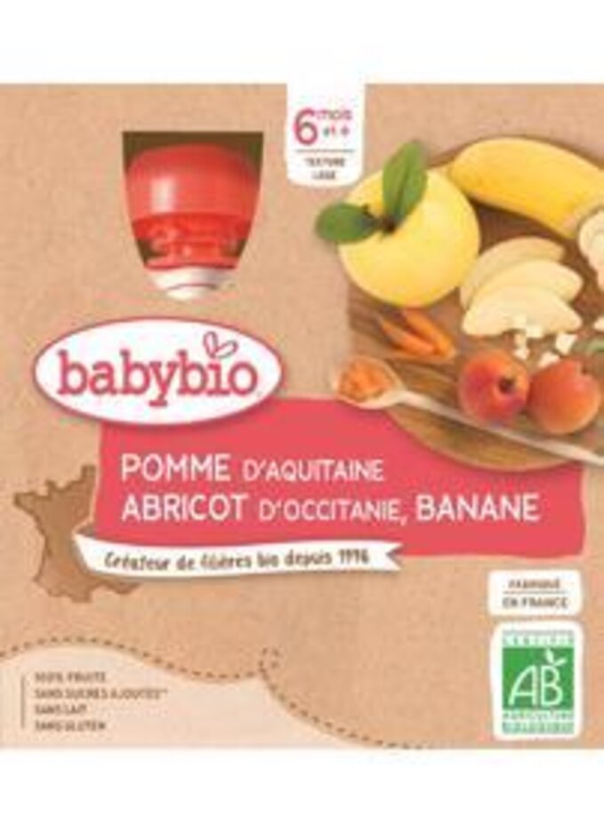 BABYBIO Kapsička jablko meruňka banán (4x 90 g) Babybio