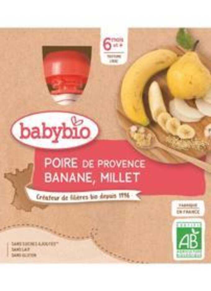 4x BABYBIO Kapsička hruška banán proso (90 g) Babybio