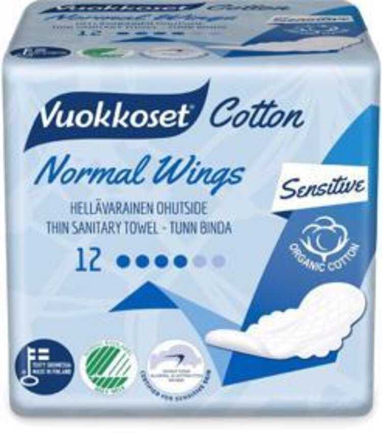 VUOKKOSET Cotton Normal Wings Thin (12 ks) - dámské vložky Vuokkoset