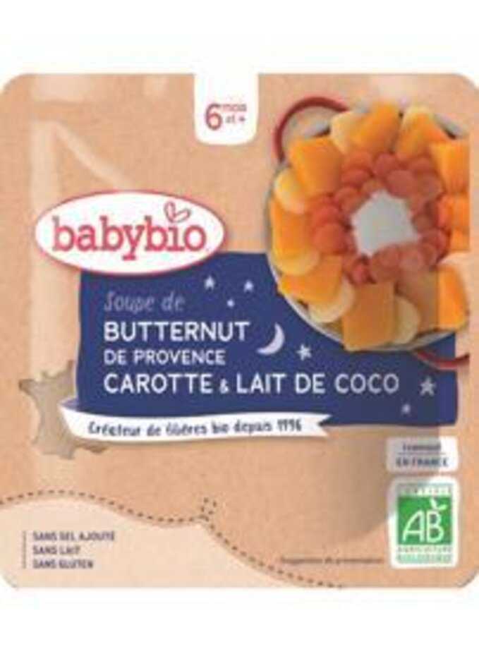 BABYBIO Polévka z máslové dýně s mrkví a kokosovým mlékem (190 g) - zeleninový příkrm Babybio