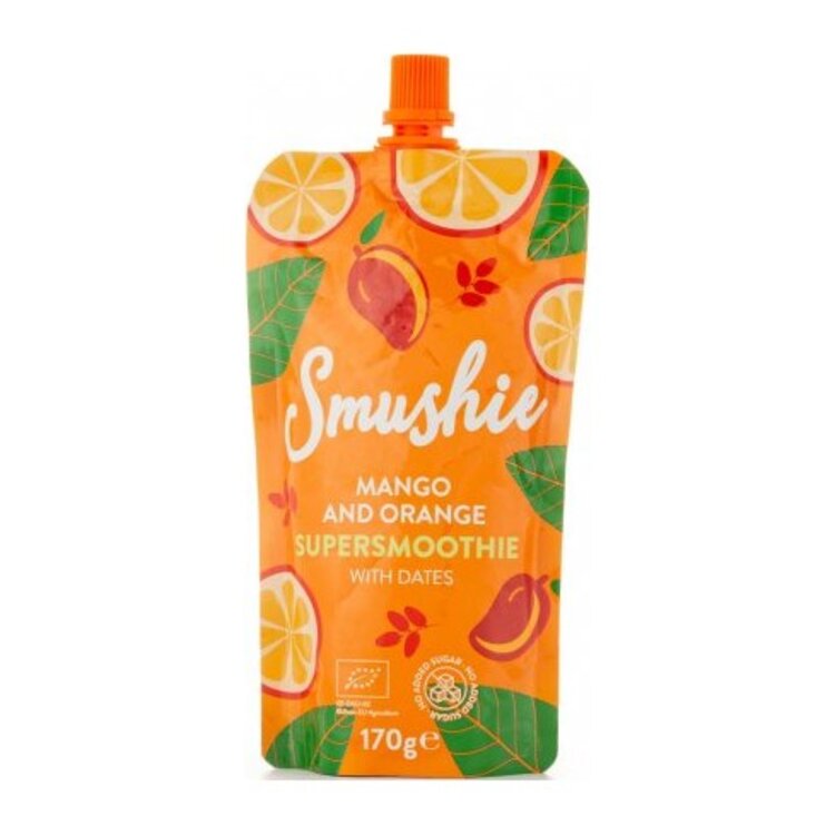 Salvest Smushie BIO Ovocné smoothie s mangem pomerančem a datlemi 170 g Salvest