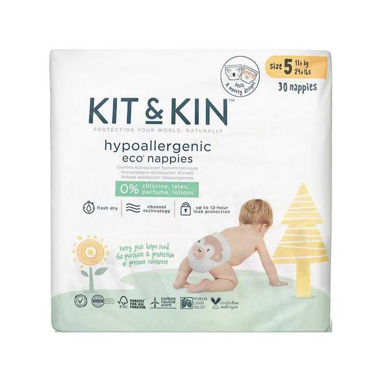 KIT & KIN Pleny jednorázové eko 5 (11 kg+) 30 ks Kit & Kin