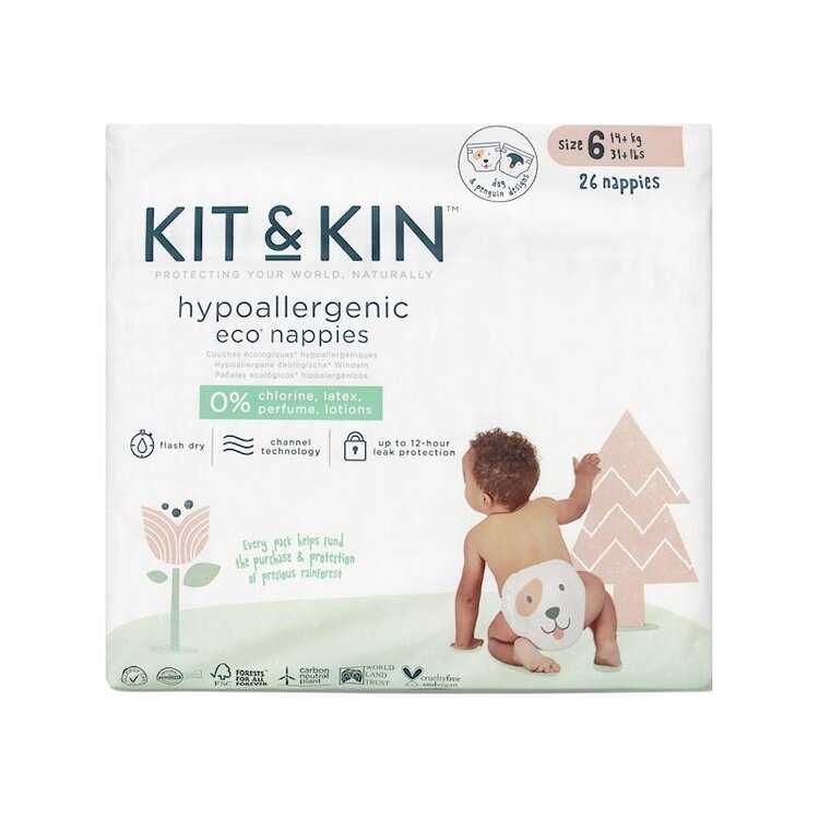 KIT & KIN Pleny jednorázové eko 6 (14 kg+) 26 ks Kit & Kin