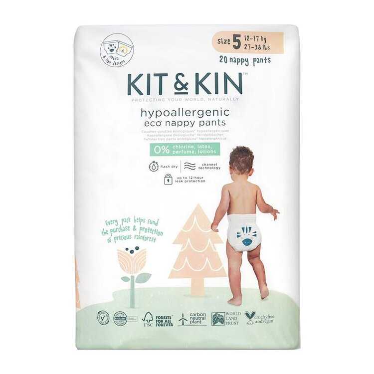 KIT & KIN Kalhotky plenkové jednorázové eko 5 (12-17 kg) 20 ks Kit & Kin