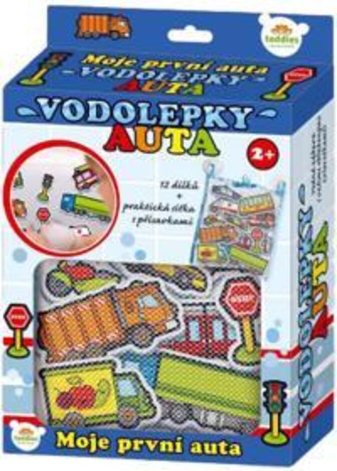 TEDDIES Vodolepky Moje první auta pěnová sada se síťkou 12 ks Teddies