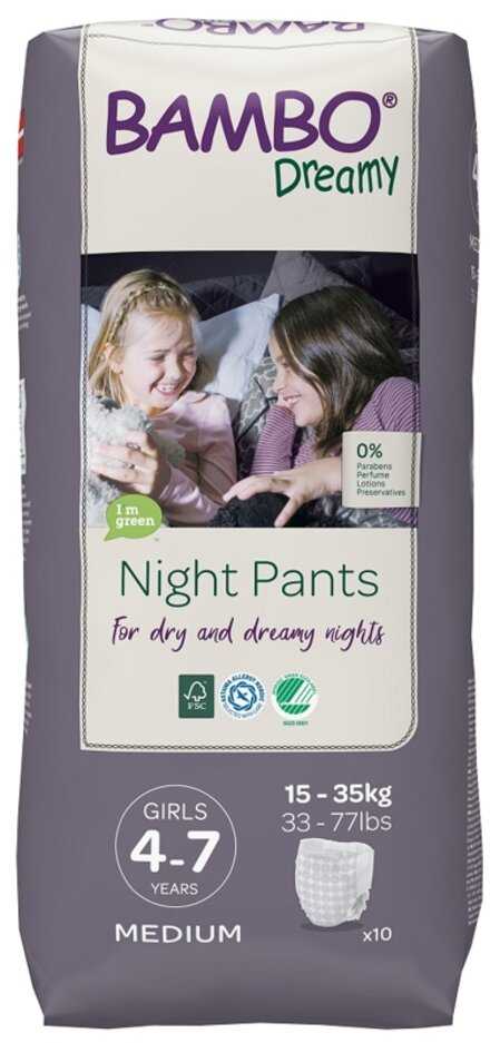BAMBO Dreamy Night Pants Kalhotky plenkové jednorázové Girls 4-7 let (15-35 kg) 10 ks Bambo