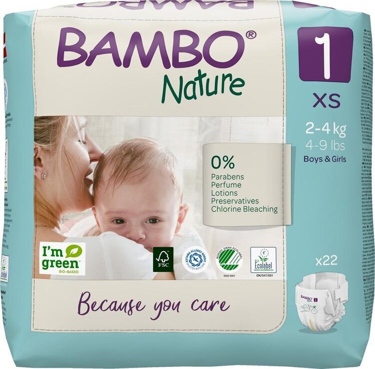 BAMBO Nature Pleny jednorázové 1 XS (2-4 kg) 22 ks Bambo