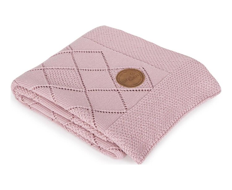 CEBA Deka pletená v dárkovém balení 90x90 rýžový vzor růžová Ceba