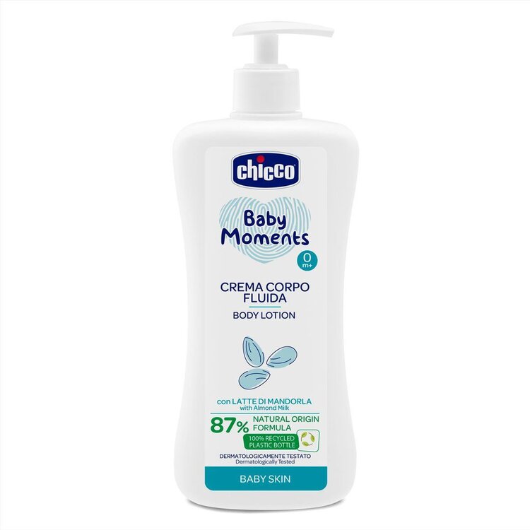 CHICCO Mléko tělové s dávkovačem Baby Moments 87 % přírodních složek 500 ml Chicco