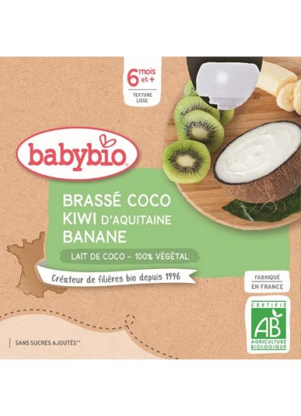 3x BABYBIO Svačinka s kokosovým mlékem - kiwi a banán 4x85 g Babybio