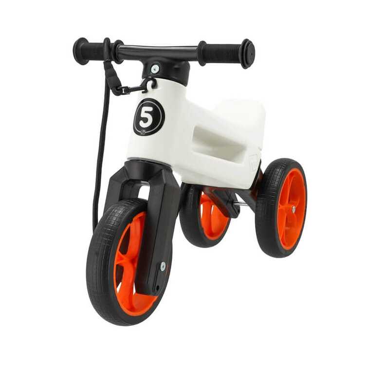 TEDDIES Odrážedlo Funny wheels Rider SuperSport bílé/oranž 2v1+popruh Teddies
