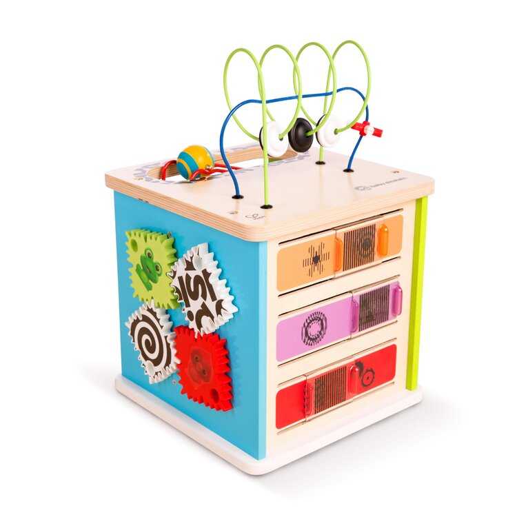BABY EINSTEIN Hračka dřevěná aktivní kostka Innovation Station HAPE 12m+ Baby Einstein