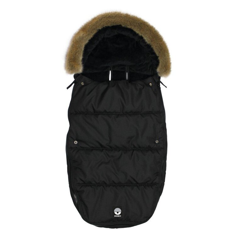 DOOKY Fusak Footmuff vel. L Black furry DeLuxe Dooky