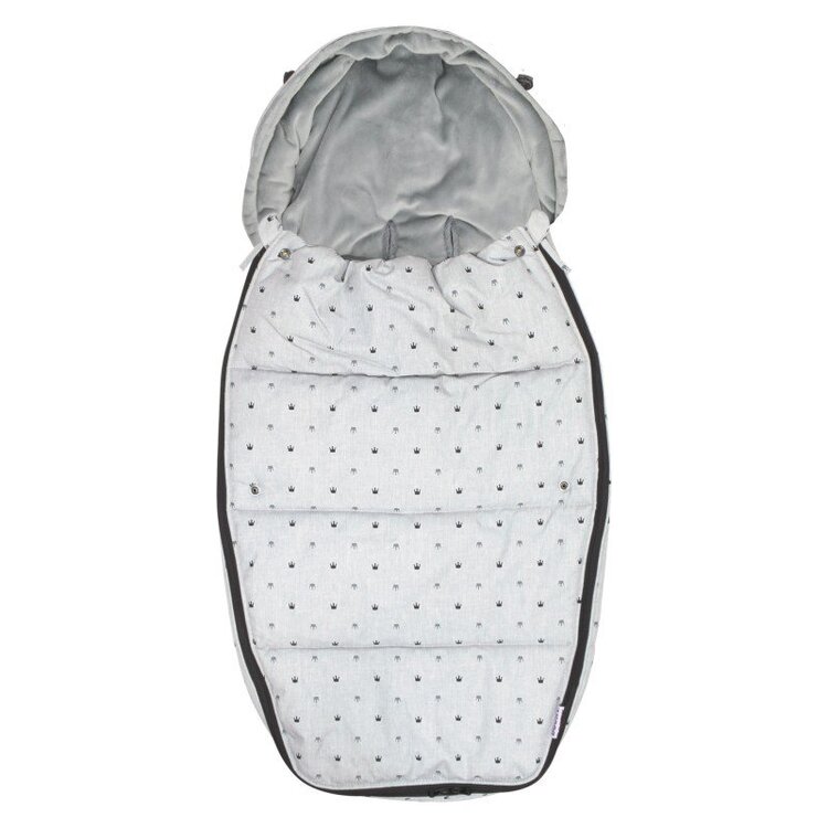 DOOKY Fusak Footmuff vel. L Light grey crowns DeLuxe Dooky