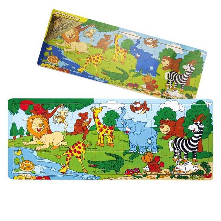 HM STUDIO Deskové puzzle ZOO dřevěné 21 dílů HM Studio